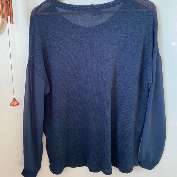 Navy sweater with chiffon sleeves - Picture 4 of 4